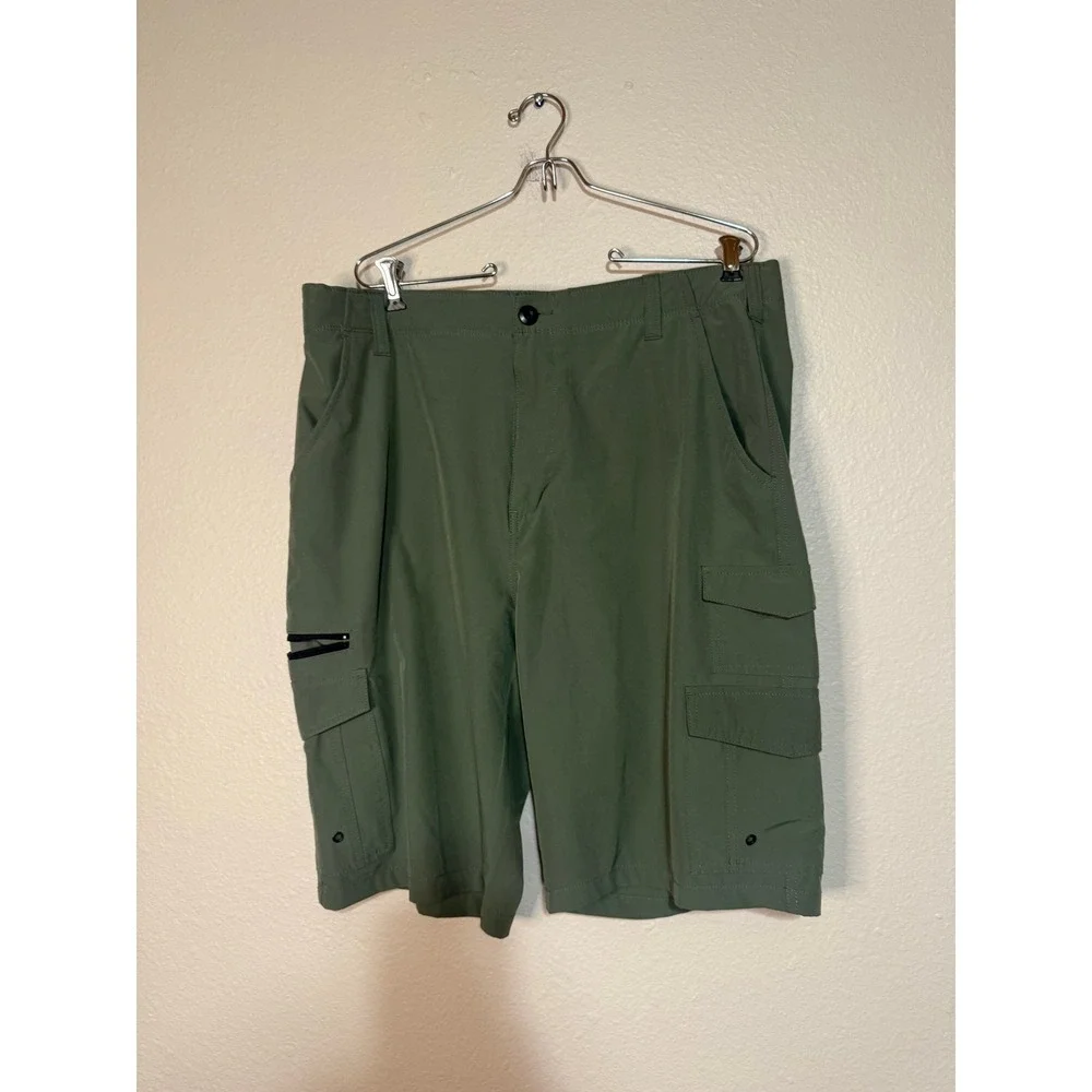 Lot‎ of 2 Mens Gerry & Iron Co Cargo Shorts Grey Green Stretch Hiking Size 36